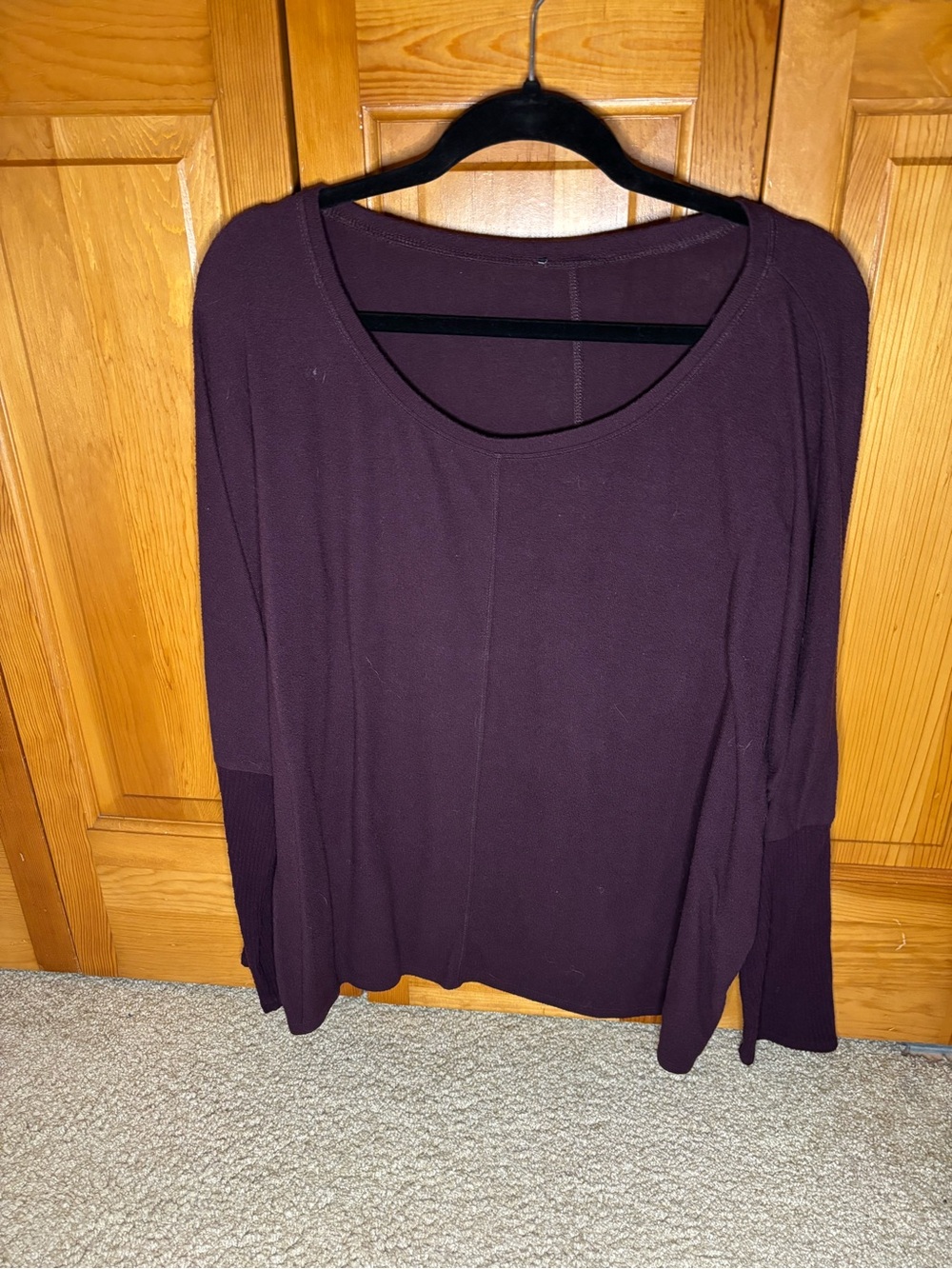 Sejour Scoop Neck Long Sleeve Top in Deep Plum